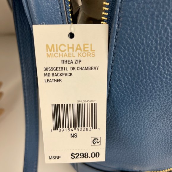 New Michael Kors Rhea Medium Leather Backpack - Picture 9 of 9